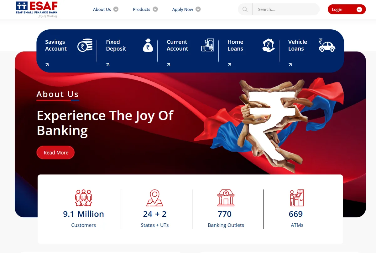 ESAF Bank screenshot